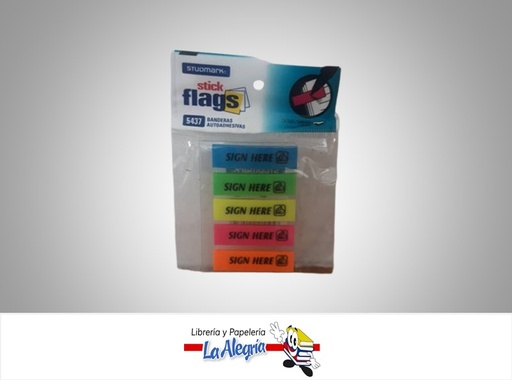 [7453015115659] NOTAS ADHESIVAS BANDERITAS SING HERE (FIRME AQUI) MARCA STUDMARK