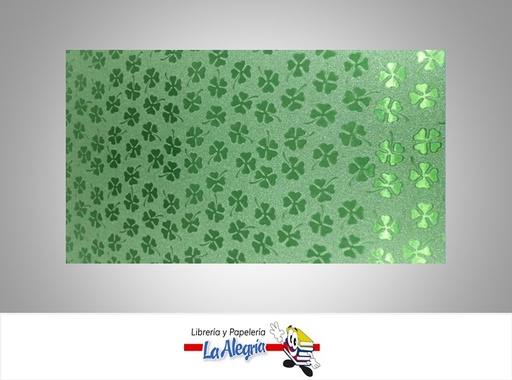 [CDFMF009] CARTULINA ESCARCHADA MICRO FANTASIA 50X70CM  TREBOL VERDE UND 350GR MARCA S/M