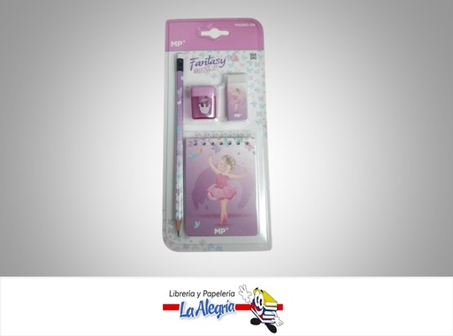 [8435250924745] SET DE ESCRITURA CON BORRADOR Y SACAPUNTAS DE BALLERINA PA980-08 MARCA MP