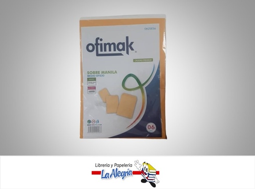 [7591922102567] SOBRE MANILA MEDIO OFICIO OK25ES6; PAQ 6 UND MARCA OFIMAK