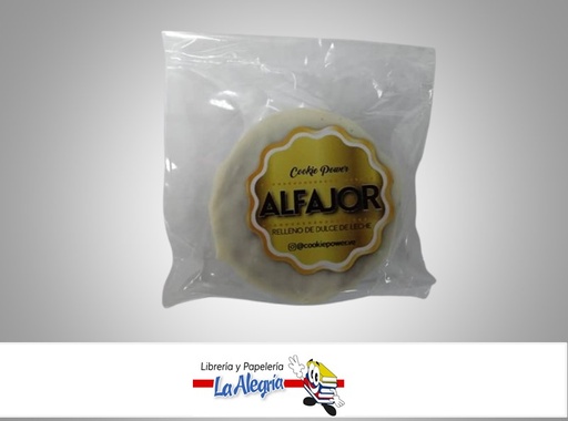 [ALFAJOL01] ALFAJOL CUBIERTA DE CHOCOLATE BLANCO RELLENA CON DULCE DE LECHE MARCA COOKIE POWER