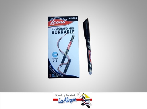 [7597002493914] BOLIGRAFO BORRABLE M-9391 0,5MM NEGRO UND MARCA ICONO