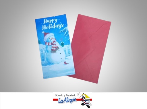 [TDR4684] TARJETA DE REGALO MUÑECO DE NIEVE HAPPY HOLIDAYS UND MARCA HALLMARK