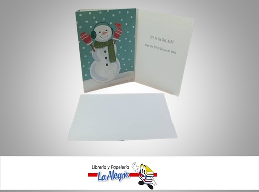 [IMW2316] TARJETA DE REGALO MUÑECO DE NIEVE CON GUANTES Y PAJARITO UND  MARCA HALLMARK
