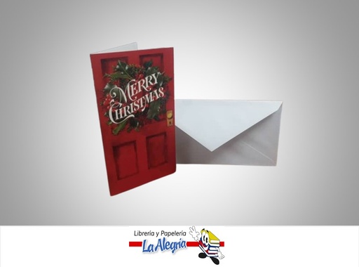 [TDR1911] TARJETA DE REGALO MERRY CHRISTMAS PUERTA ROJA UND MARCA HALLMARK