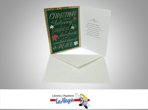[XPX1459] TARJETA DE REGALO CHRISTMAS FONDO VERDE  UND MARCA HALLMARK