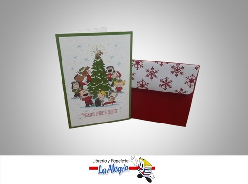 [TDR1101] TARJETA DE REGALO SNOOPY Y SUS AMIGOS ARBOL DE NAVIDAD UND MARCA HALLMARK