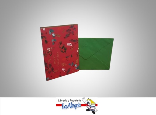 [TDR1279] TARJETA DE REGALO MERRY CHRISTMAS FONDO ROJO UND MARCA HALLMARK