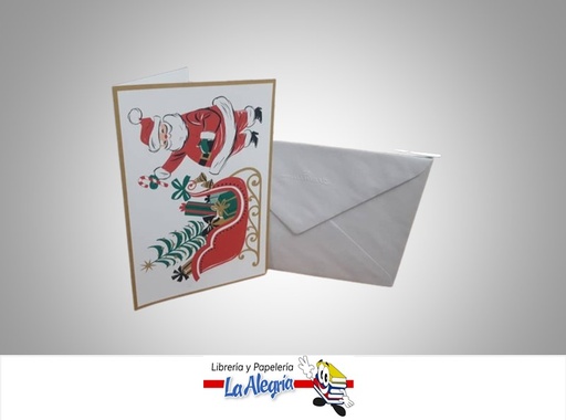 [TDR1284] TARJETA DE REGALO SANTA EN TRINEO FONDO BLANCO UND MARCA HALLMARK