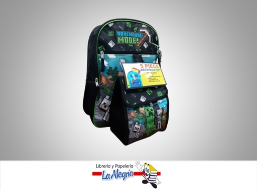 [197394701603] MORRAL DE MINECRAFT CON LONCHERA, CARTUCHERA Y LLAVERO PARA NIÑO MARCA NIKO IMPORT