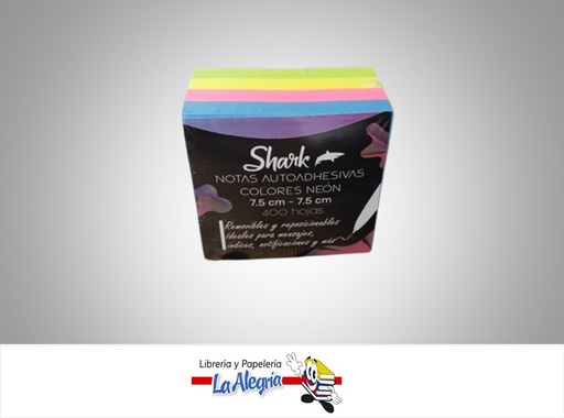 [6920201457899] NOTAS ADHESIVAS 75X75MM NEON MARCA SHARK
