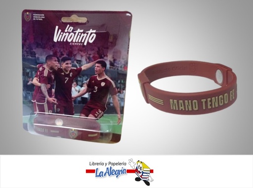 [05010] PULSERA DE GOMA LA VINO TINTO MANO TENGO FE ADULTO UND MARCA FVF