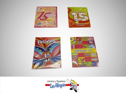 [A2YE005] TARJETA DE REGALO FELICES 15 AÑOS 8.5X15.5 CM A2-YE005 MARCA TEKI