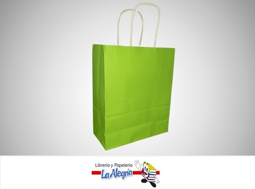 [BU21X15X873] BOLSA DE REGALO KRAFT 21X15X8 CM VERDE LIMON MARCA S/M
