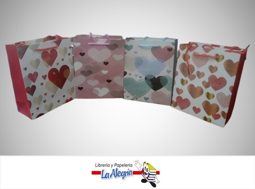 [6978023420010] BOLSA DE REGALO CORAZONES EF-2342S-2; 18X23X8.5 CM MARCA S/M
