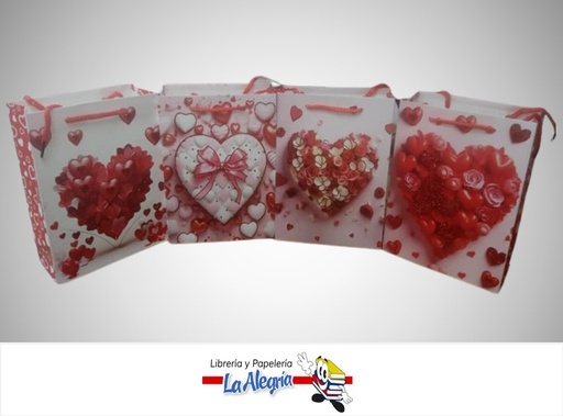 [4568774110517] BOLSA DE REGALO CORAZONES LT-7034-3; 18X24X8 CM MARCA S/M