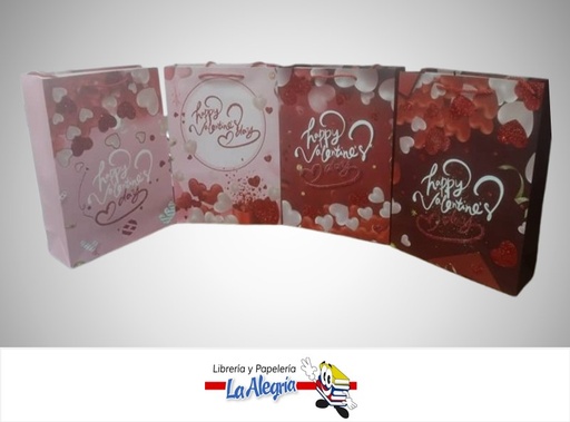 [6978024410010] BOLSA DE REGALO HAPPY VALENTNE´S DAY  EF-2441L-2 ; 26X32X10 CM MARCA S/M