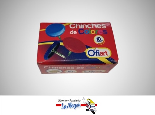 [720171614034] CHINCHE METALICO 10MM COLORES CAJA 100 UND MARCA OFIART