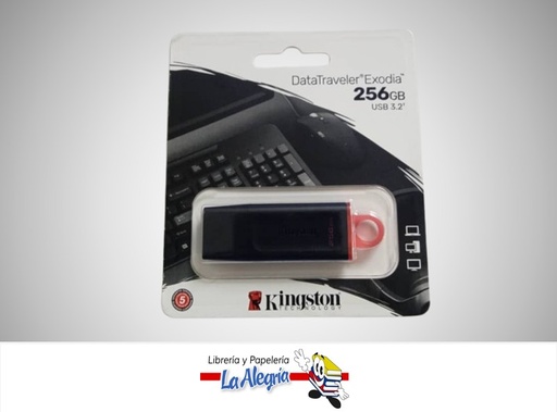 [740617310023] PENDRIVE DATA TRAVEL EXODIA 256 GB 3.2 USB MARCA KINGSTON