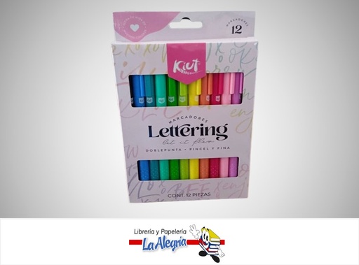 [7702111588554] MARCADOR PARA LETTERING PUNTA FINA Y PUNTA PINCEL CAJA 12 COLORES MARCA KIUT