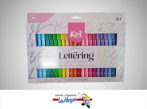 [7702111603479] MARCADOR PARA LETTERING PUNTA FINA Y PUNTA PINCEL CAJA 24 COLORES MARCA KIUT