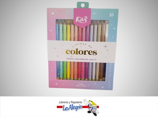 [7702111603509] LAPICES DE COLORES PUNTA SUAVE CAJA 15 COLORES MARCA KIUT
