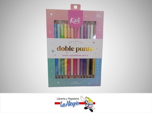 [7702111603523] LAPICES DE COLORES  DOBLE PUNTA 13 UND X 26 COLORES  MARCA KIUT