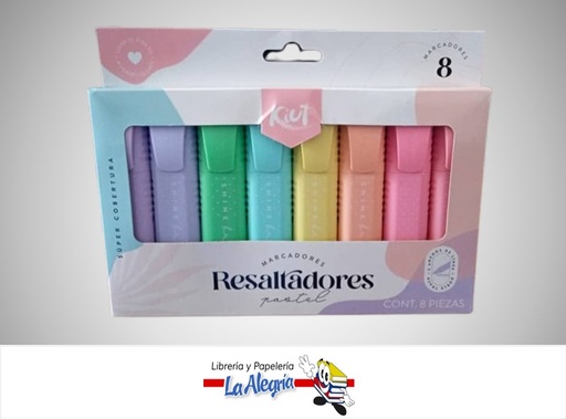 [7702111572270] RESALTADOR PASTEL CAJA 8 COLORES MARCA KIUT