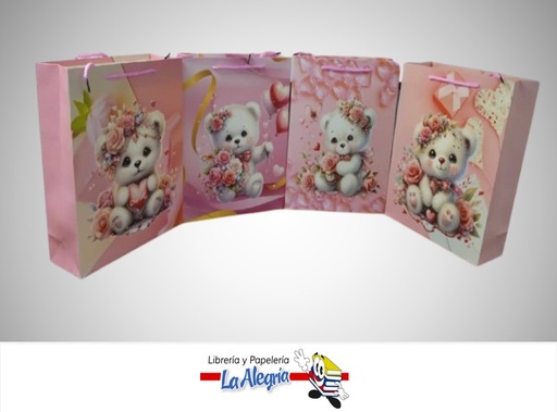 [4568774110432] BOLSA DE REGALO ESCARCHADA OSITOS LOVE 32X26X10 CM UND MARCA S/M