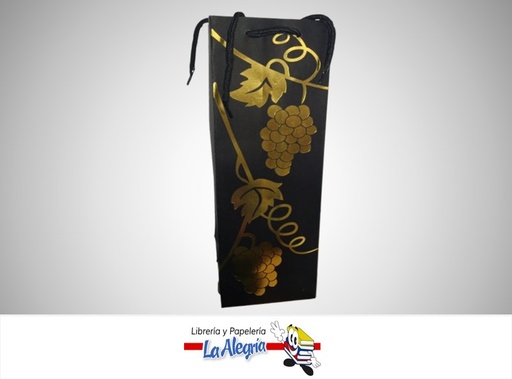 [B1MP55] BOLSA DE REGALO BOTELLA NEGRA 12X35X8 CM ESTAMPADO MARCA S/M