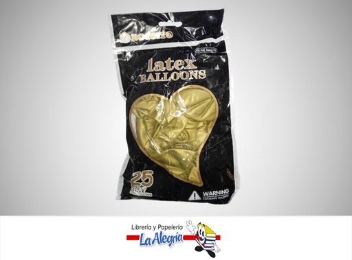 [GLM1225022] GLOBO R12" LATEX METALIZADO DORADO PAQ DE 25 UND MARCA BOSSITO