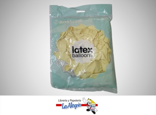 [GLP125002] GLOBO R12" LATEX PASTEL AMARILLO PAQ DE 50 UND MARCA BOSSITO