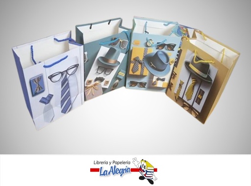 [4750324705117] BOLSA DE REGALO ESCARCHADA DIA DEL PADRE 18X23X10 CM UND MARCA S/M