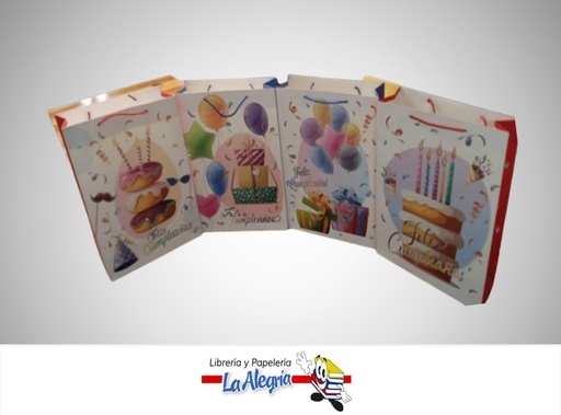 [6956612600647] BOLSA DE REGALO ESCARCHADA FELIZ CUMPLEAÑOS 30X12X41 CM UND MARCA S/M
