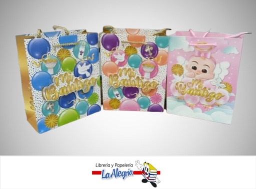 [7827453846862] BOLSA DE REGALO 23X18X8 MI BAUTIZO S/M