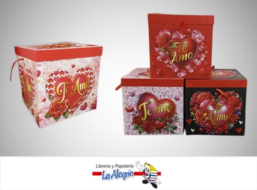 [7827453856359] CAJA DE REGALO TE AMO 30X30X30CM 85635 MARCA S/M