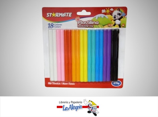 [7453051901223] PLASTILINA 270 GR 18 COLORES STR-201 MARCA STARMATE