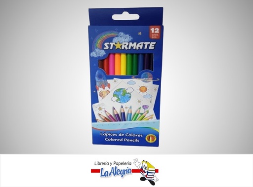 [7453116011997] LAPICES DE COLORES REDONDO 12 PZA STR-2216 MARCA STARMATE