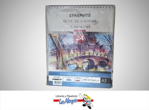 [7453116014936] BLOCK DE CANVAS A3 24 HOJAS 180G STR-2291 MARCA STARMATE