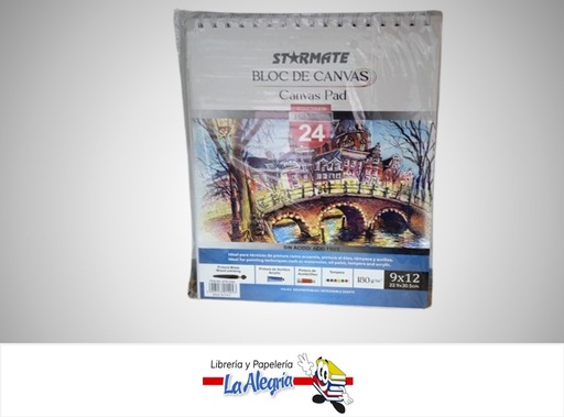 [7453116014943] BLOCK DE CANVAS 22.9X30.5CM 24 HOJAS 180G  STR-2292 MARCA STARMATE