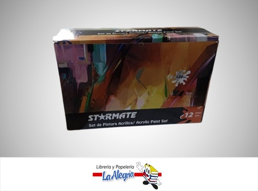 [7453116016053] PINTURA ACRILICA 120 ML STR-2308 PAQ.12 COLORES MARCA STARMATE