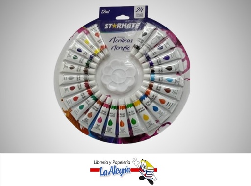 [7453116047781] PINTURA ACRILICA 12 ML STR-2375 24 COLORES MARCA STARMATE
