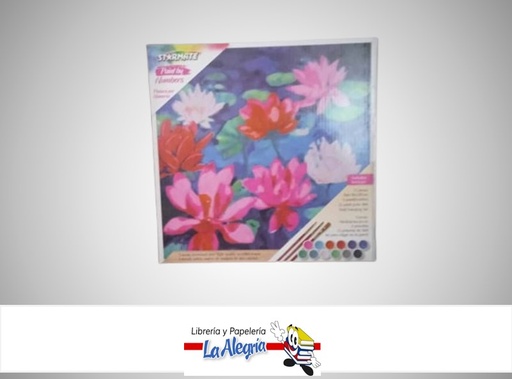 [7453116049617] LIENZO CANVAS CON DISEÑO GUIA 20X20 CM CONTIENE PINTURA Y PINCELES STR-2384 MARCA STARMATE