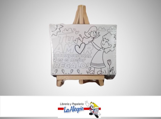 [7453080108273] LIENZO CANVAS CON CABALLETE PLANTILLA DIA DE LAS MADRES BLANCO 12X16CM STR-2401 MARCA STARMATE