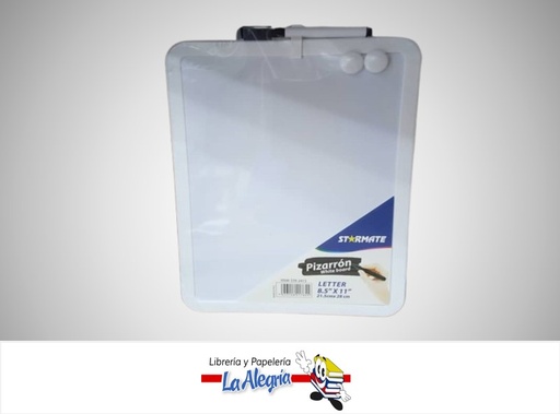 [7453126217655] MINI PIZARRA ACRILICA BLANCA MAGNETICA STR-2413 8.5X11 CM MARCA STARMATE