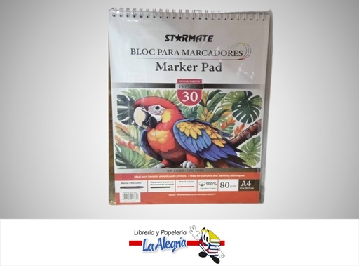 [7453126217730] BLOCK PARA MARCADOR A4 80GR 30 HOJAS MARCA STARMATE