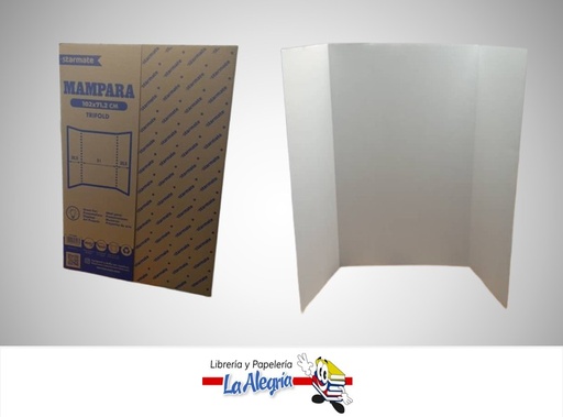 [7453116011898] TRIPTICO PARA EXPOSICIONES ESCOLARES EN CARTON CORRUGADO TRI-FOLD 102X71.2 CM BLANCO MARCA STARMATE