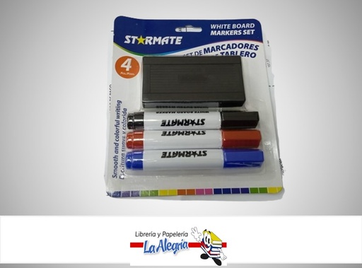 [7453116013236] MARCADOR ACRILICO 3 PZAS CON BORRADOR SET STR-4106 MARCA STARMATE