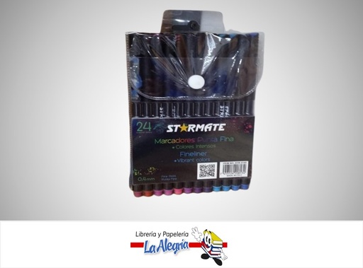 [7453126208134] MARCADOR PUNTA FINA PAQ. 24 COLORES INTENSOS (0.4MM) STR-4145 MARCA STARMATE