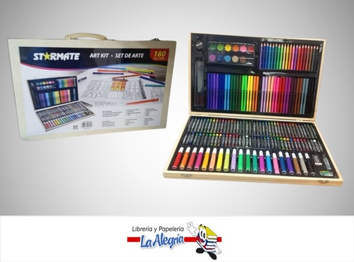 [7453126218218] SET DE ARTE STR-4162 ESTUCHE DE MADERA 180 PZAS MARCA STARMATE